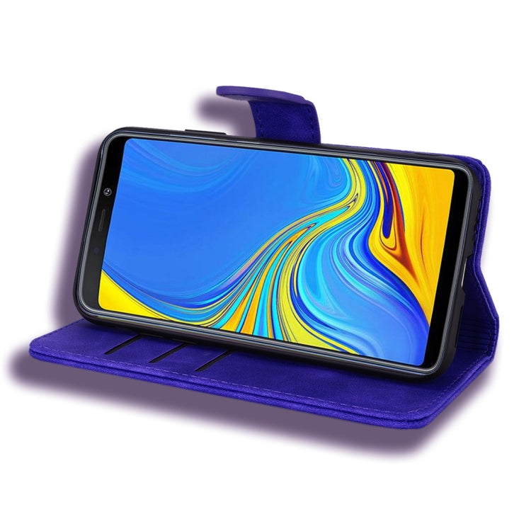 For Galaxy A9 (2018) Calf Pattern Diamond Mandala Double Folding Design Embossed Leather Case with Wallet & Holder & Card Slots