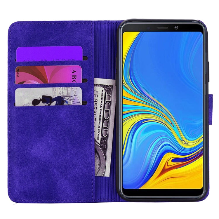 For Galaxy A9 (2018) Calf Pattern Diamond Mandala Double Folding Design Embossed Leather Case with Wallet & Holder & Card Slots