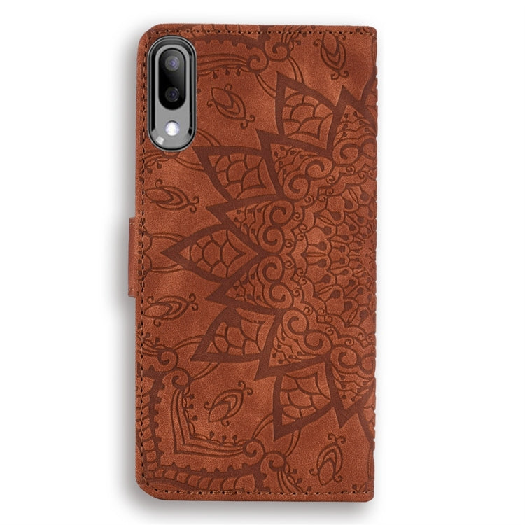 For Galaxy A10 Calf Pattern Diamond Mandala Double Folding Design Embossed Leather Case with Wallet & Holder & Card Slots