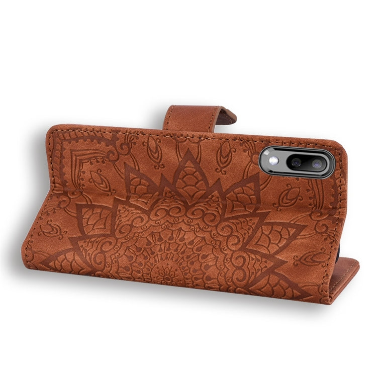 For Galaxy A10 Calf Pattern Diamond Mandala Double Folding Design Embossed Leather Case with Wallet & Holder & Card Slots