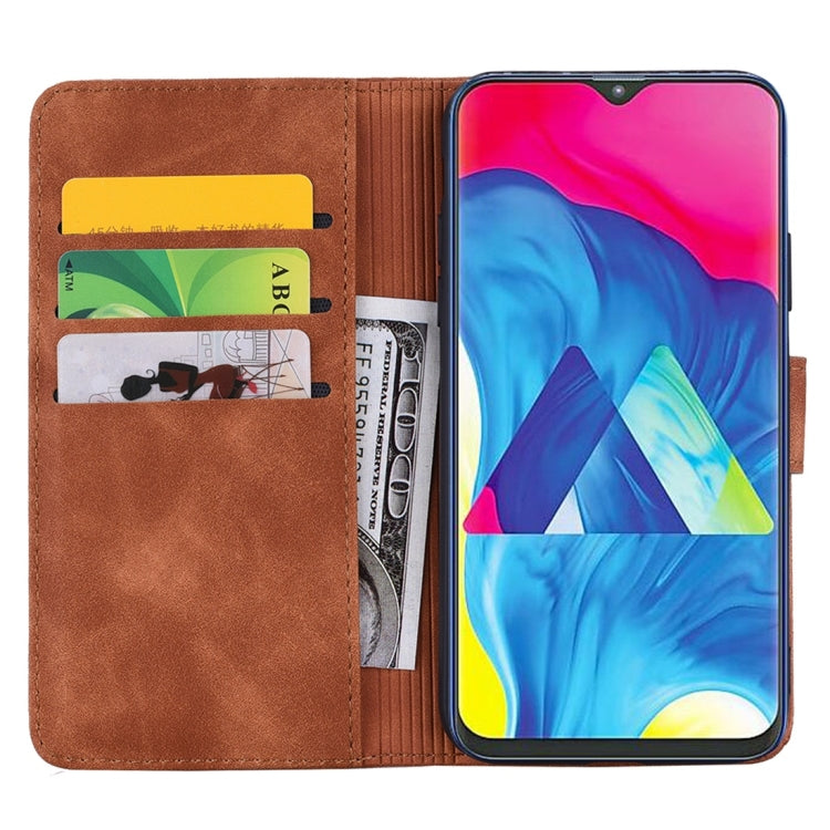 For Galaxy A10 Calf Pattern Diamond Mandala Double Folding Design Embossed Leather Case with Wallet & Holder & Card Slots