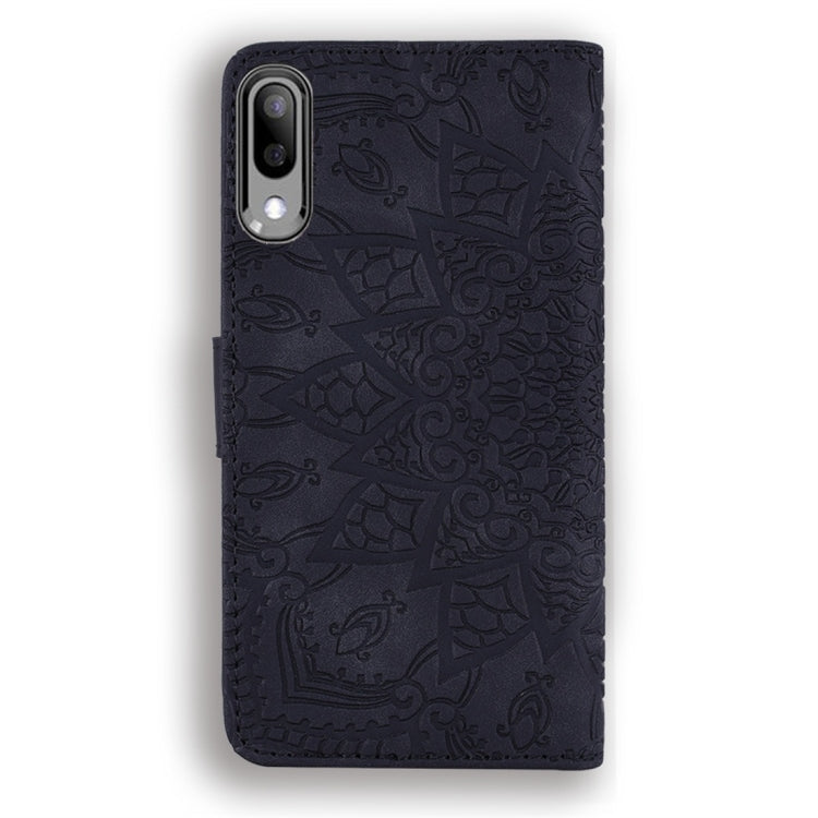 For Galaxy A10 Calf Pattern Diamond Mandala Double Folding Design Embossed Leather Case with Wallet & Holder & Card Slots