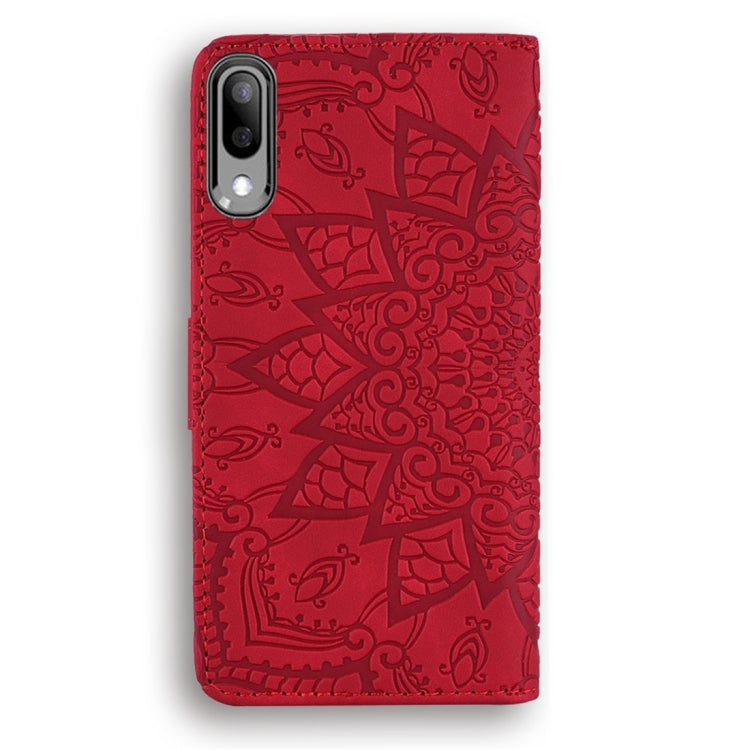 For Galaxy A10 Calf Pattern Diamond Mandala Double Folding Design Embossed Leather Case with Wallet & Holder & Card Slots