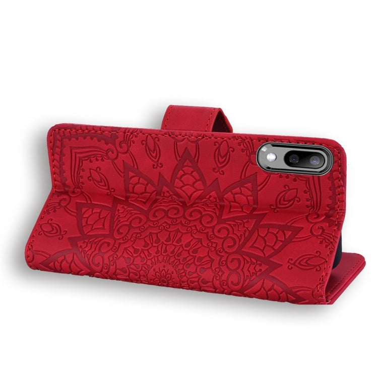 For Galaxy A10 Calf Pattern Diamond Mandala Double Folding Design Embossed Leather Case with Wallet & Holder & Card Slots