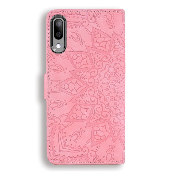 For Galaxy A10 Calf Pattern Diamond Mandala Double Folding Design Embossed Leather Case with Wallet & Holder & Card Slots