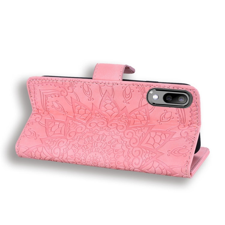 For Galaxy A10 Calf Pattern Diamond Mandala Double Folding Design Embossed Leather Case with Wallet & Holder & Card Slots