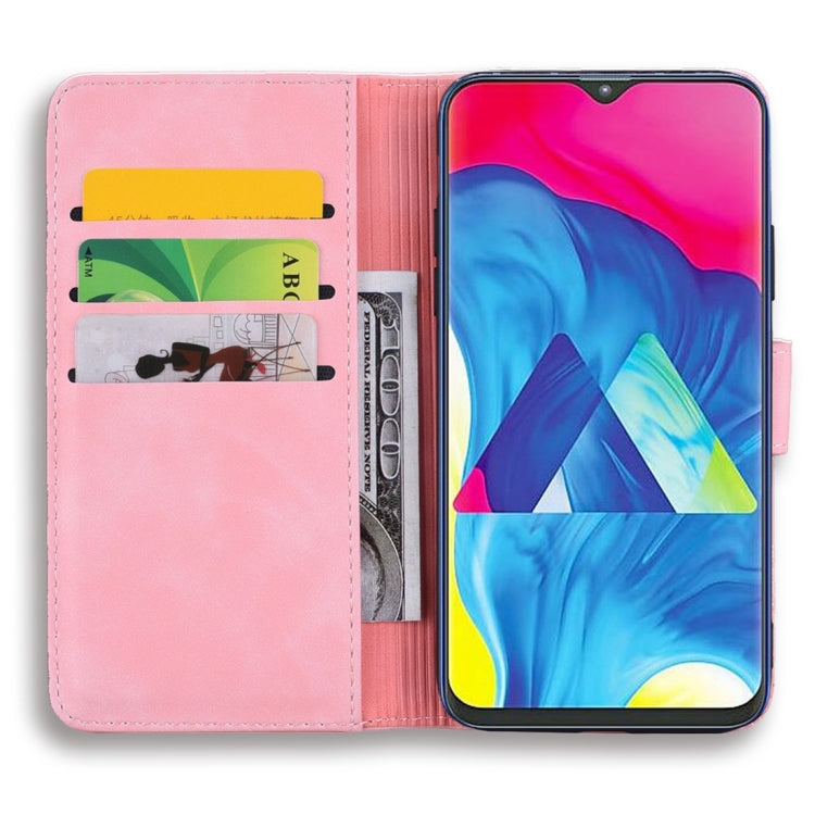 For Galaxy A10 Calf Pattern Diamond Mandala Double Folding Design Embossed Leather Case with Wallet & Holder & Card Slots