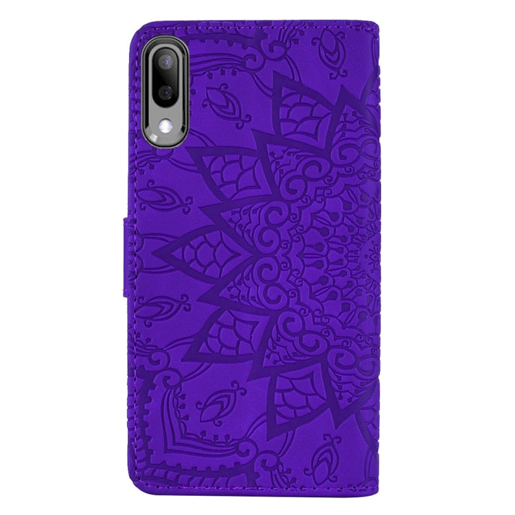 For Galaxy A10 Calf Pattern Diamond Mandala Double Folding Design Embossed Leather Case with Wallet & Holder & Card Slots