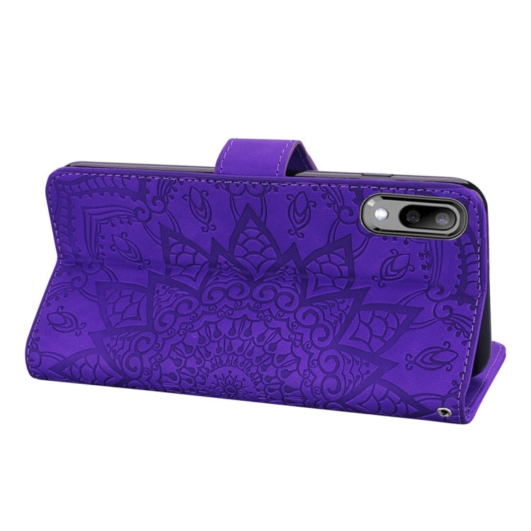 For Galaxy A10 Calf Pattern Diamond Mandala Double Folding Design Embossed Leather Case with Wallet & Holder & Card Slots