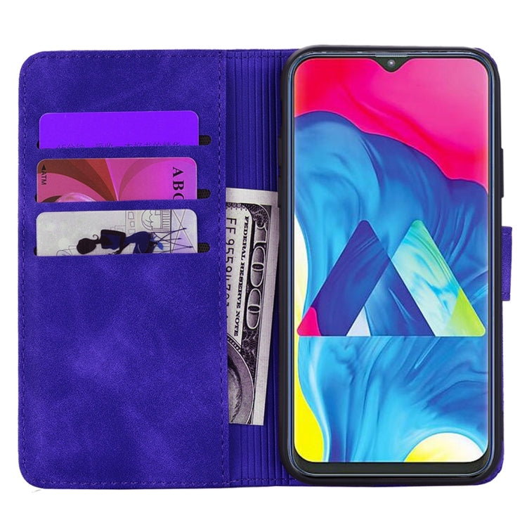 For Galaxy A10 Calf Pattern Diamond Mandala Double Folding Design Embossed Leather Case with Wallet & Holder & Card Slots