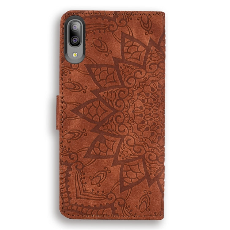For Galaxy A10e Calf Pattern Diamond Mandala Double Folding Design Embossed Leather Case with Wallet & Holder & Card Slots