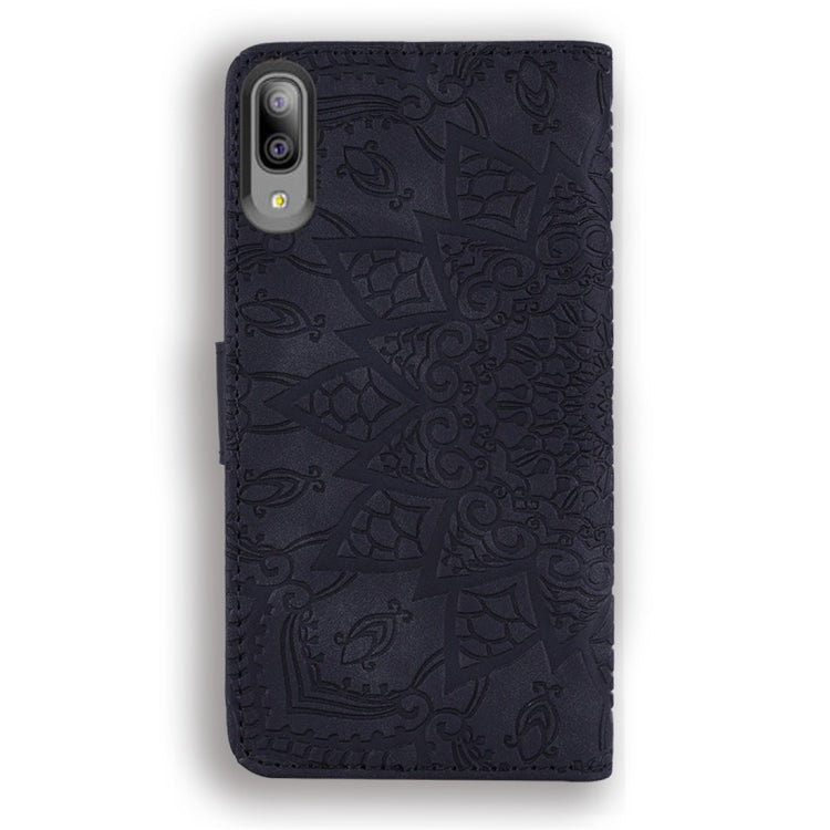 For Galaxy A10e Calf Pattern Diamond Mandala Double Folding Design Embossed Leather Case with Wallet & Holder & Card Slots