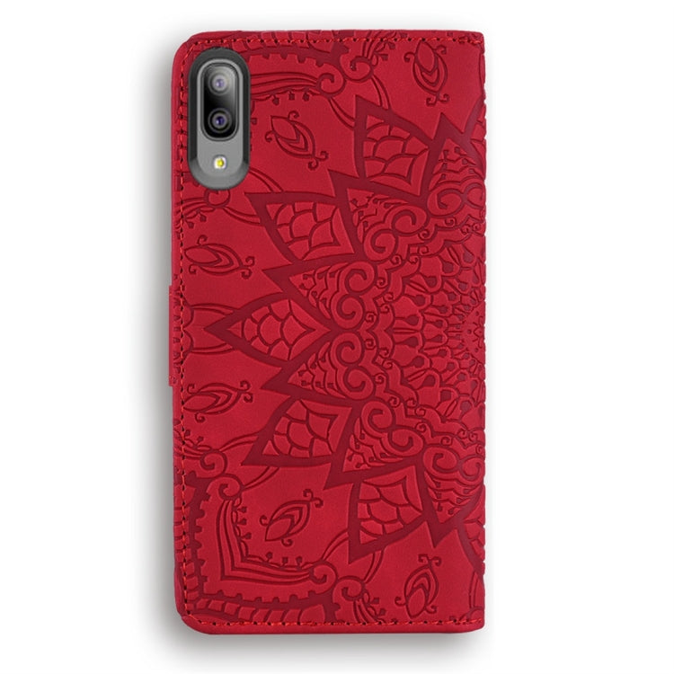For Galaxy A10e Calf Pattern Diamond Mandala Double Folding Design Embossed Leather Case with Wallet & Holder & Card Slots