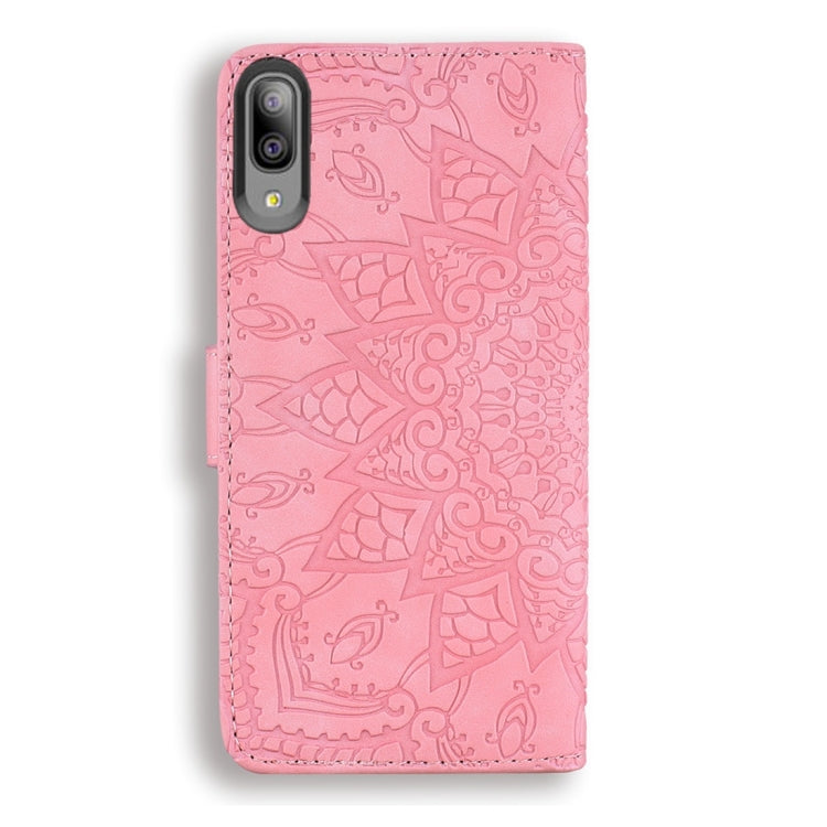 For Galaxy A10e Calf Pattern Diamond Mandala Double Folding Design Embossed Leather Case with Wallet & Holder & Card Slots