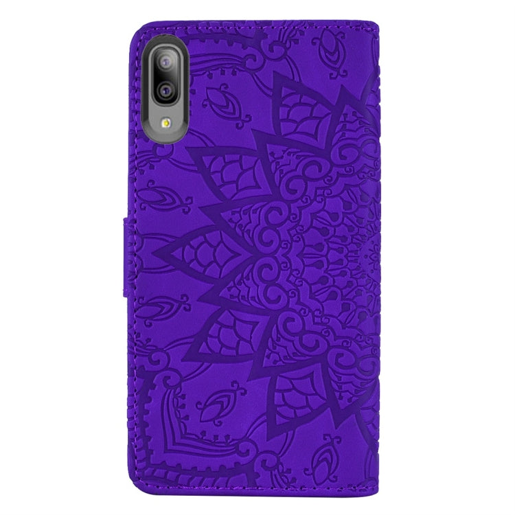 For Galaxy A10e Calf Pattern Diamond Mandala Double Folding Design Embossed Leather Case with Wallet & Holder & Card Slots