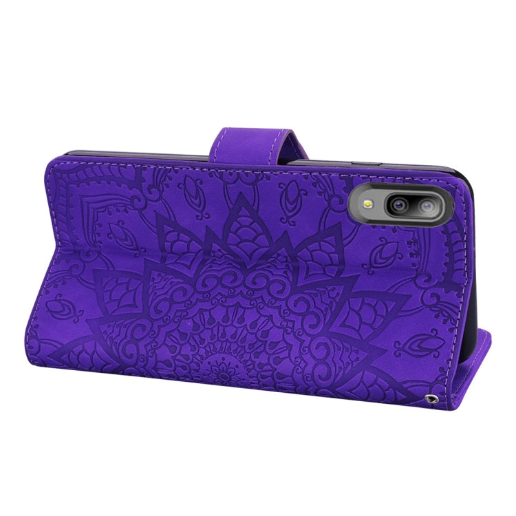 For Galaxy A10e Calf Pattern Diamond Mandala Double Folding Design Embossed Leather Case with Wallet & Holder & Card Slots