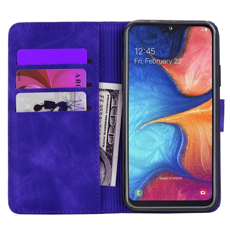 For Galaxy A10e Calf Pattern Diamond Mandala Double Folding Design Embossed Leather Case with Wallet & Holder & Card Slots