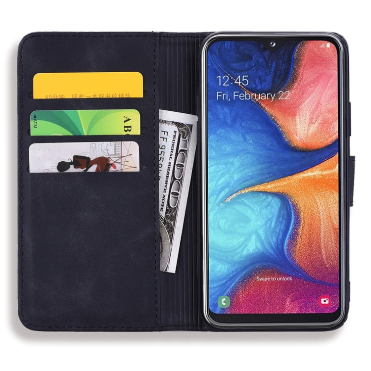 For Galaxy A30 / A20 Calf Pattern Diamond Mandala Double Folding Design Embossed Leather Case with Wallet & Holder & Card Slots