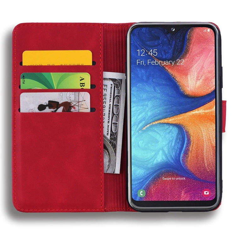 For Galaxy A30 / A20 Calf Pattern Diamond Mandala Double Folding Design Embossed Leather Case with Wallet & Holder & Card Slots