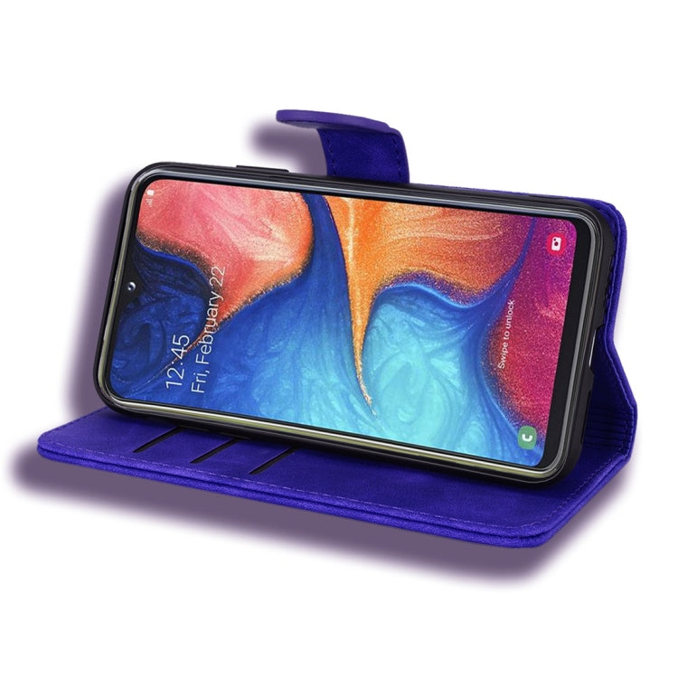 For Galaxy A30 / A20 Calf Pattern Diamond Mandala Double Folding Design Embossed Leather Case with Wallet & Holder & Card Slots
