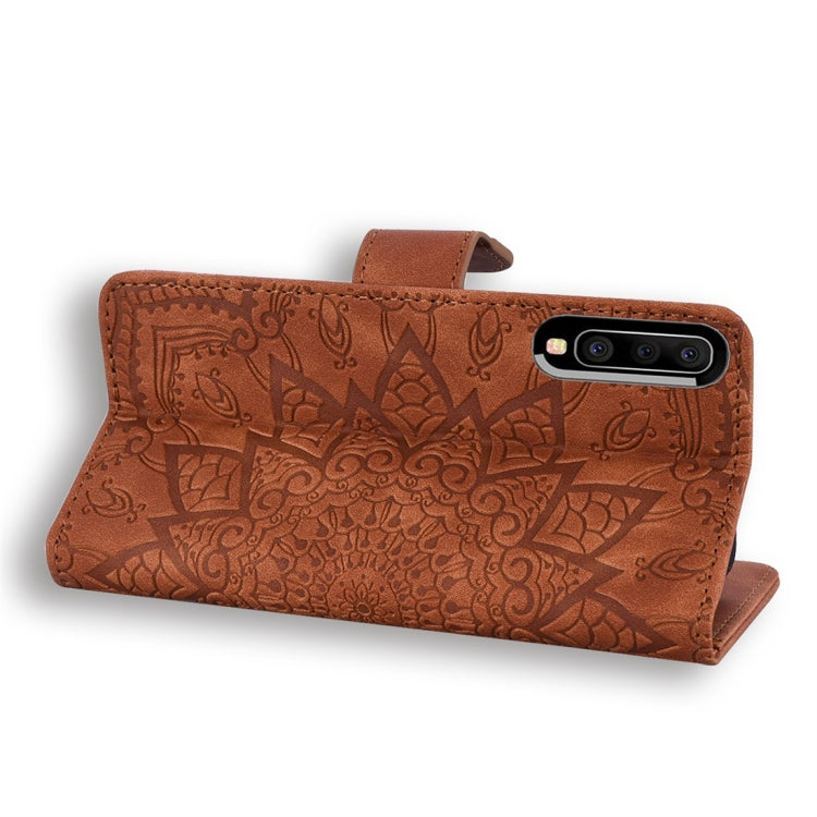 For Galaxy A40 Calf Pattern Diamond Mandala Double Folding Design Embossed Leather Case with Wallet & Holder & Card Slots