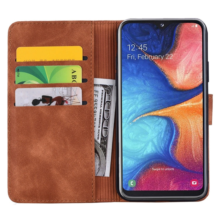 For Galaxy A40 Calf Pattern Diamond Mandala Double Folding Design Embossed Leather Case with Wallet & Holder & Card Slots
