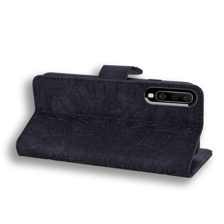 For Galaxy A40 Calf Pattern Diamond Mandala Double Folding Design Embossed Leather Case with Wallet & Holder & Card Slots