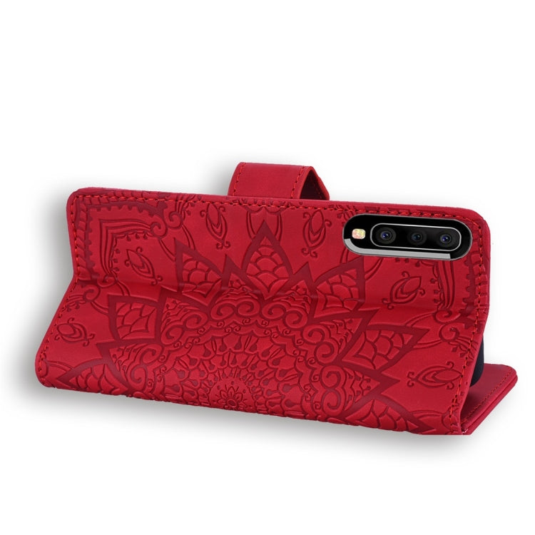 For Galaxy A40 Calf Pattern Diamond Mandala Double Folding Design Embossed Leather Case with Wallet & Holder & Card Slots