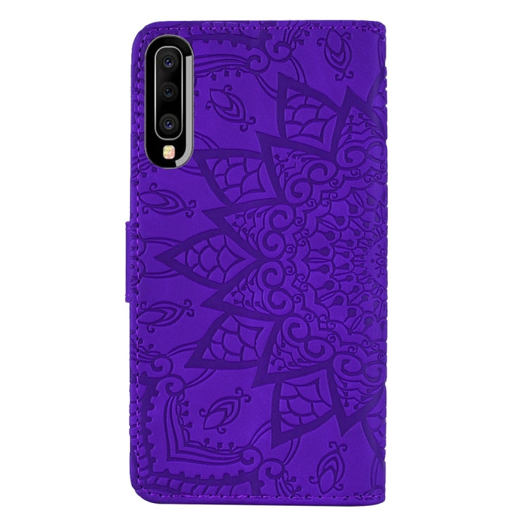 For Galaxy A40 Calf Pattern Diamond Mandala Double Folding Design Embossed Leather Case with Wallet & Holder & Card Slots