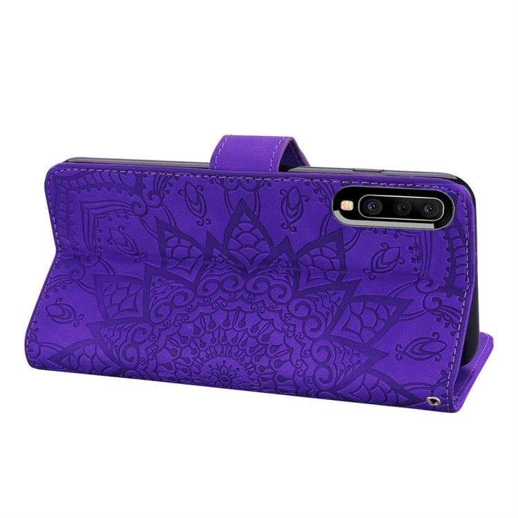 For Galaxy A40 Calf Pattern Diamond Mandala Double Folding Design Embossed Leather Case with Wallet & Holder & Card Slots