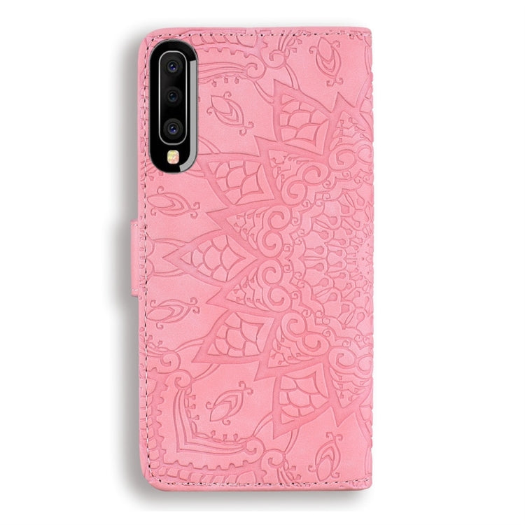 For Galaxy A50s / A30s / A50 Calf Pattern Diamond Mandala Double Folding Design Embossed Leather Case with Wallet & Holder & Card Slots