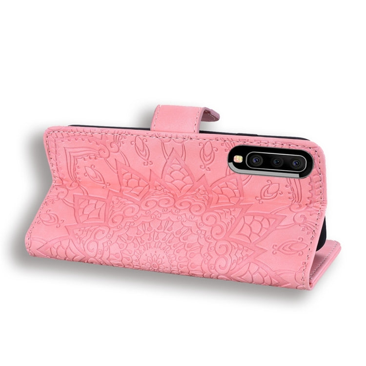 For Galaxy A50s / A30s / A50 Calf Pattern Diamond Mandala Double Folding Design Embossed Leather Case with Wallet & Holder & Card Slots