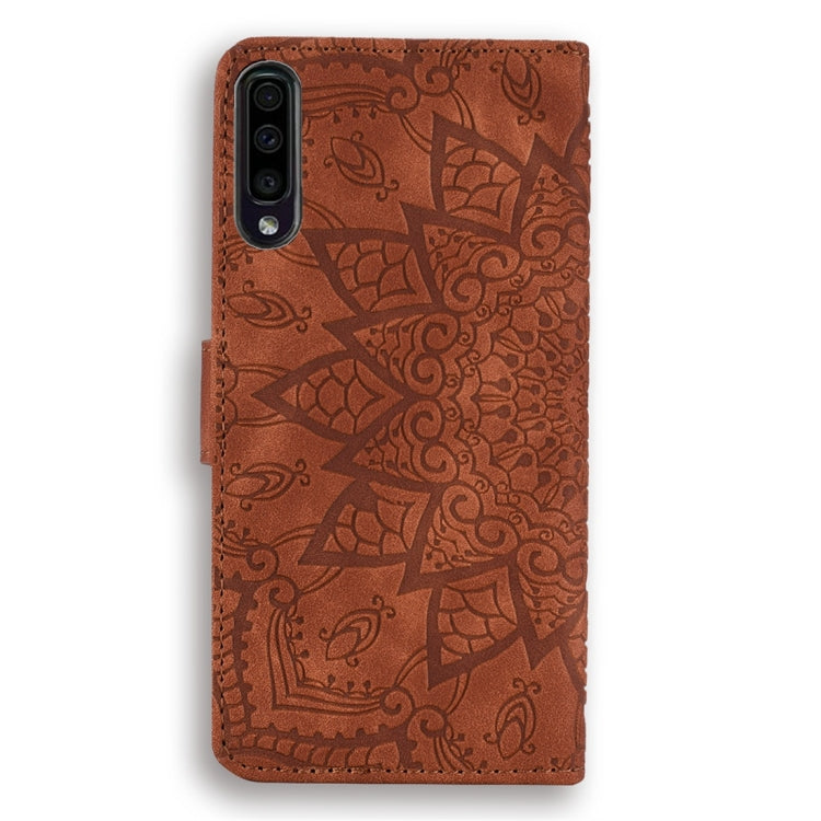 For Galaxy A70 Calf Pattern Diamond Mandala Double Folding Design Embossed Leather Case with Wallet & Holder & Card Slots