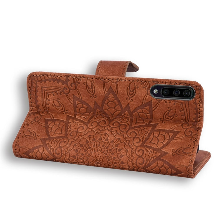 For Galaxy A70 Calf Pattern Diamond Mandala Double Folding Design Embossed Leather Case with Wallet & Holder & Card Slots