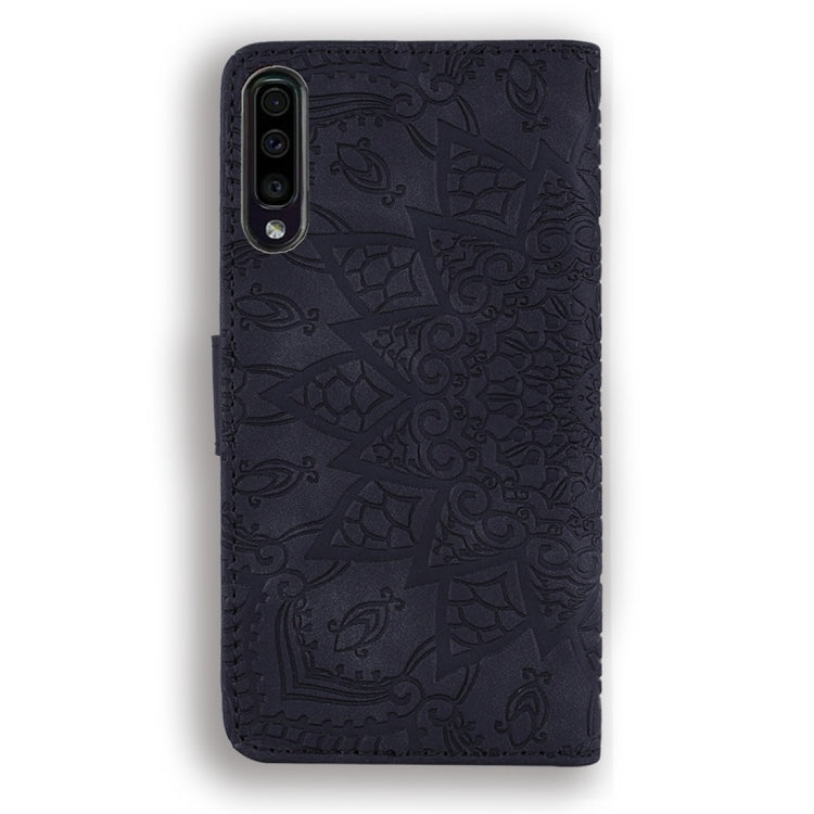For Galaxy A70 Calf Pattern Diamond Mandala Double Folding Design Embossed Leather Case with Wallet & Holder & Card Slots