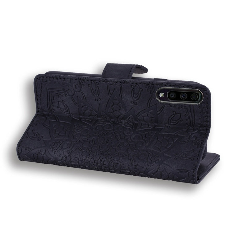 For Galaxy A70 Calf Pattern Diamond Mandala Double Folding Design Embossed Leather Case with Wallet & Holder & Card Slots