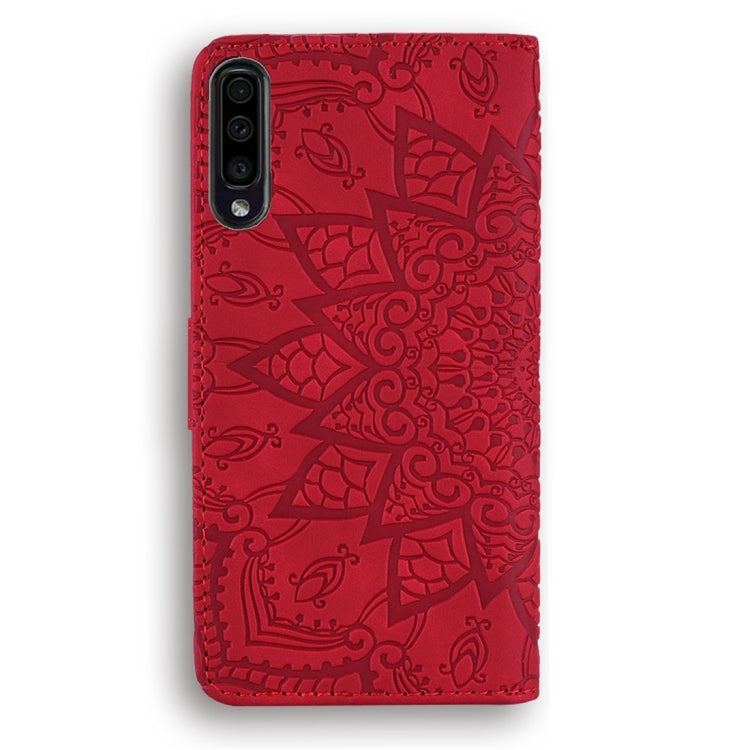 For Galaxy A70 Calf Pattern Diamond Mandala Double Folding Design Embossed Leather Case with Wallet & Holder & Card Slots