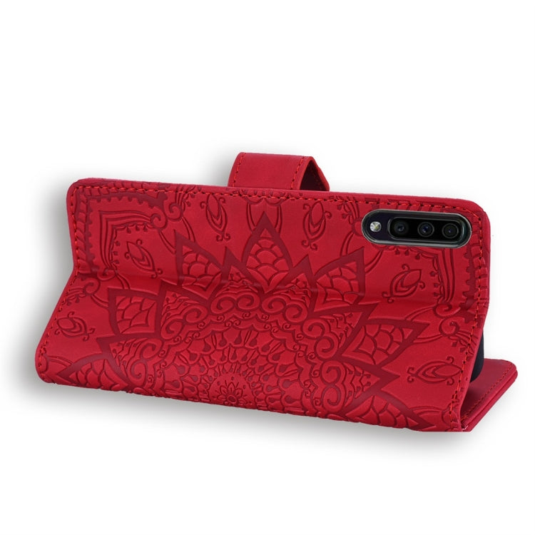 For Galaxy A70 Calf Pattern Diamond Mandala Double Folding Design Embossed Leather Case with Wallet & Holder & Card Slots