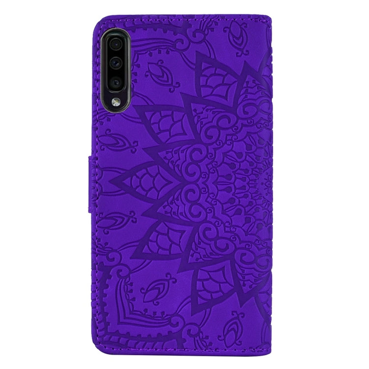 For Galaxy A70 Calf Pattern Diamond Mandala Double Folding Design Embossed Leather Case with Wallet & Holder & Card Slots