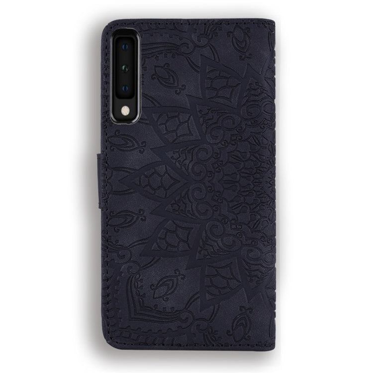 For Galaxy A7 (2018) Calf Pattern Diamond Mandala Double Folding Design Embossed Leather Case with Wallet & Holder & Card Slots