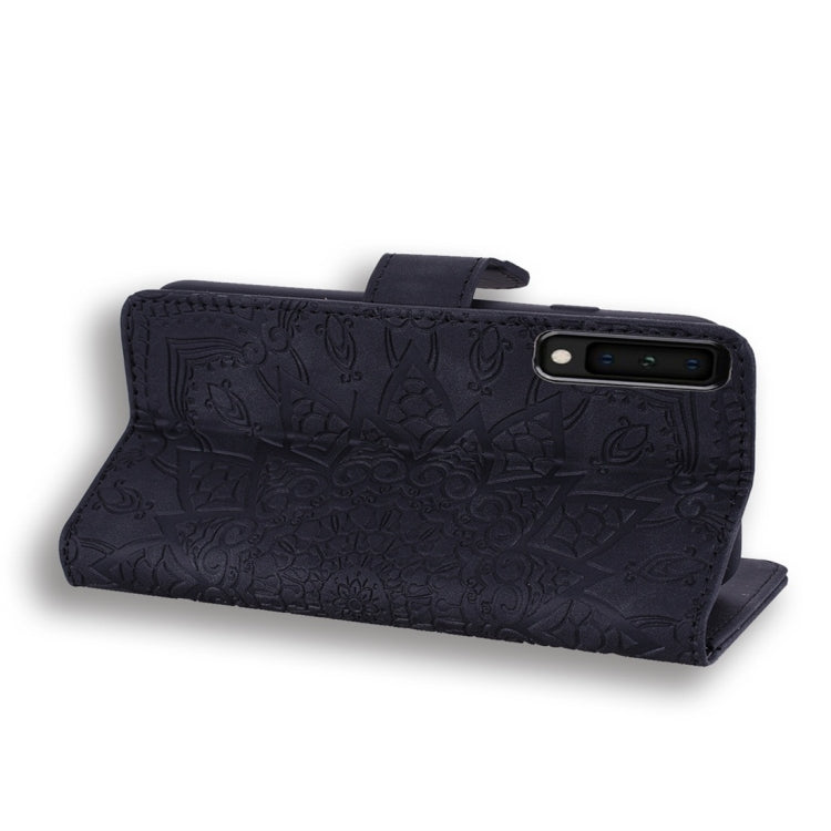For Galaxy A7 (2018) Calf Pattern Diamond Mandala Double Folding Design Embossed Leather Case with Wallet & Holder & Card Slots