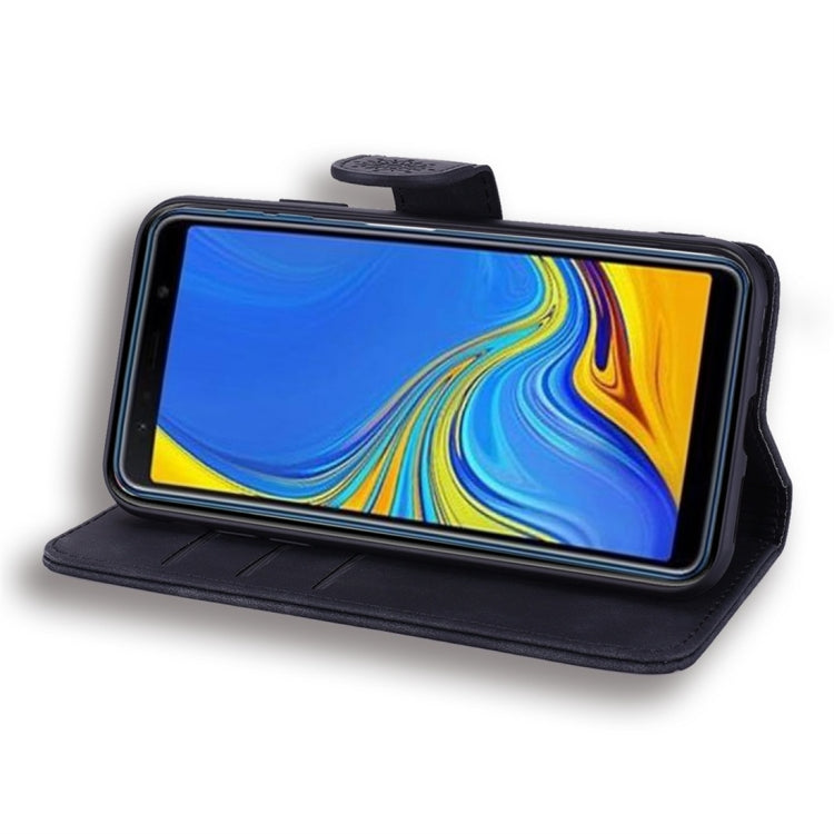For Galaxy A7 (2018) Calf Pattern Diamond Mandala Double Folding Design Embossed Leather Case with Wallet & Holder & Card Slots