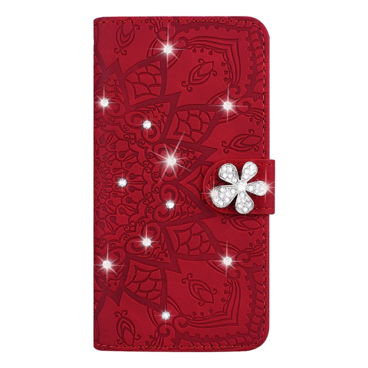 For Galaxy A7 (2018) Calf Pattern Diamond Mandala Double Folding Design Embossed Leather Case with Wallet & Holder & Card Slots