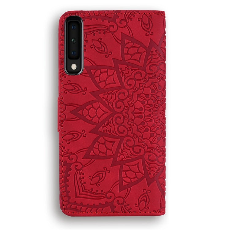 For Galaxy A7 (2018) Calf Pattern Diamond Mandala Double Folding Design Embossed Leather Case with Wallet & Holder & Card Slots