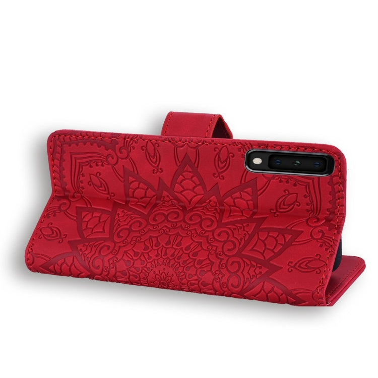 For Galaxy A7 (2018) Calf Pattern Diamond Mandala Double Folding Design Embossed Leather Case with Wallet & Holder & Card Slots