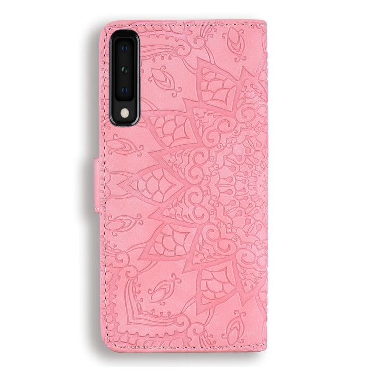 For Galaxy A7 (2018) Calf Pattern Diamond Mandala Double Folding Design Embossed Leather Case with Wallet & Holder & Card Slots