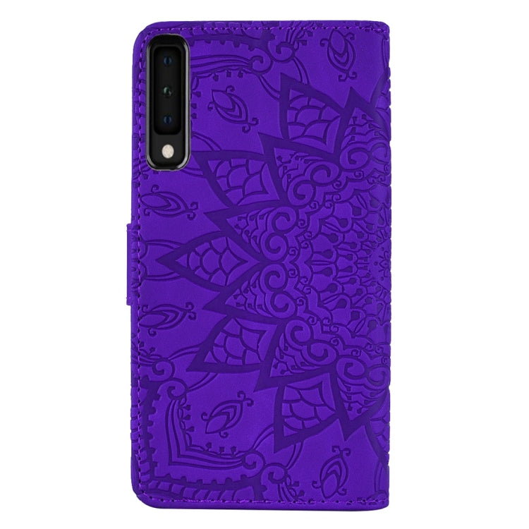 For Galaxy A7 (2018) Calf Pattern Diamond Mandala Double Folding Design Embossed Leather Case with Wallet & Holder & Card Slots