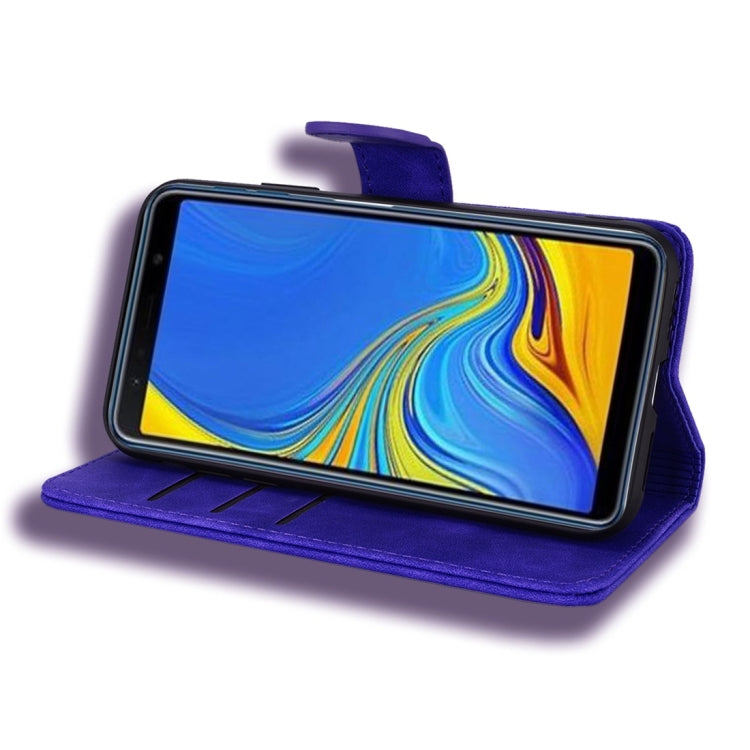 For Galaxy A7 (2018) Calf Pattern Diamond Mandala Double Folding Design Embossed Leather Case with Wallet & Holder & Card Slots