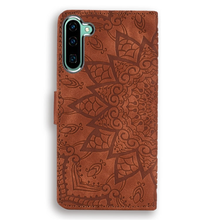 For Galaxy Note 10 Calf Pattern Diamond Mandala Double Folding Design Embossed Leather Case with Wallet & Holder & Card Slots