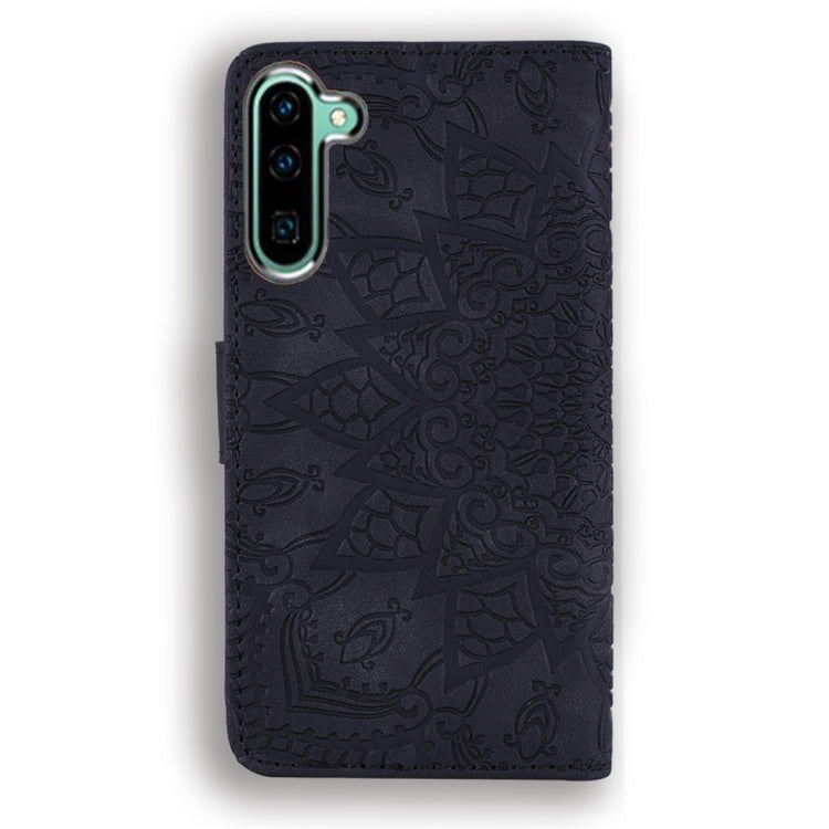 For Galaxy Note 10 Calf Pattern Diamond Mandala Double Folding Design Embossed Leather Case with Wallet & Holder & Card Slots